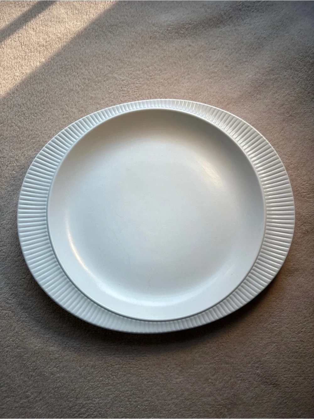 White Textured Ceramic Dinner Plate - Classic Home Dining